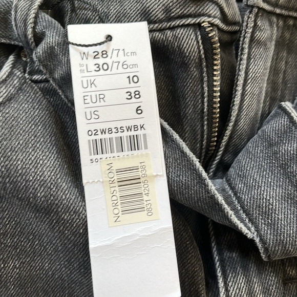 Topshop Tie Jeans Dark Gray size 6 NWT - Picture 4 of 5